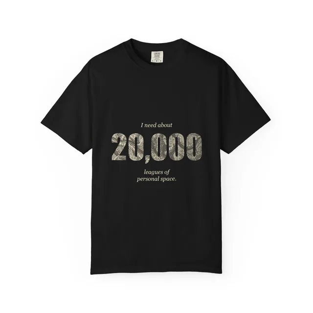 I need about 20,000 leagues of personal space. — Vingt mille lieues sous les mers (Twenty Thousand Leagues Under the Sea) design printed on a t-shirt