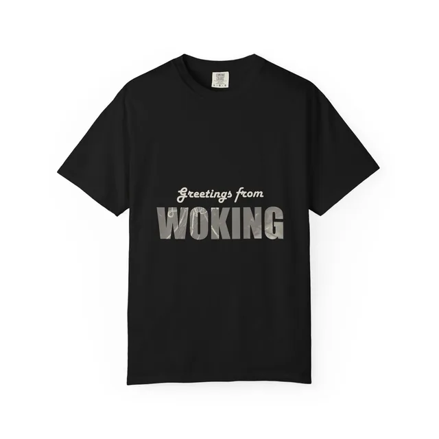 Greetings from Woking / Mars World Tour 1898. — The War of the Worlds design printed on a t-shirt